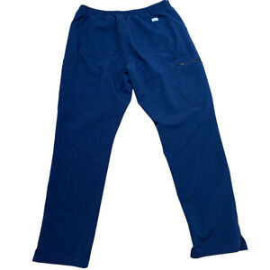 Figs Scrub Pants Women's Size Large Navy Blue Straight Cargo Pockets Technical